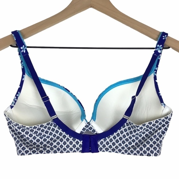 VICTORIA’S SECRET Bra Body By Victoria Push-Up Floral Flowers Blue White 36C - Picture 4 of 10